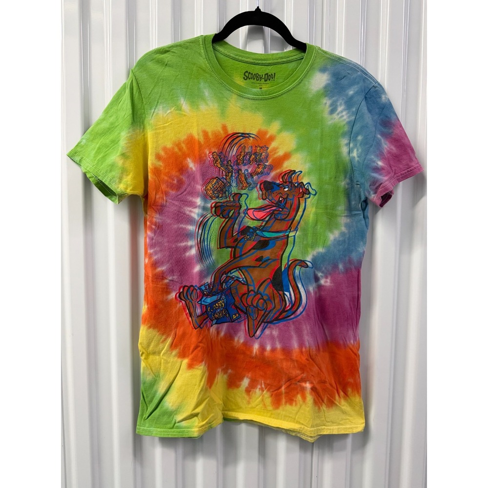 Scooby-Doo Tie Dye T-Shirt Mens M Rainbow Spiral Graphic Tee Hanna-Barbera 0124